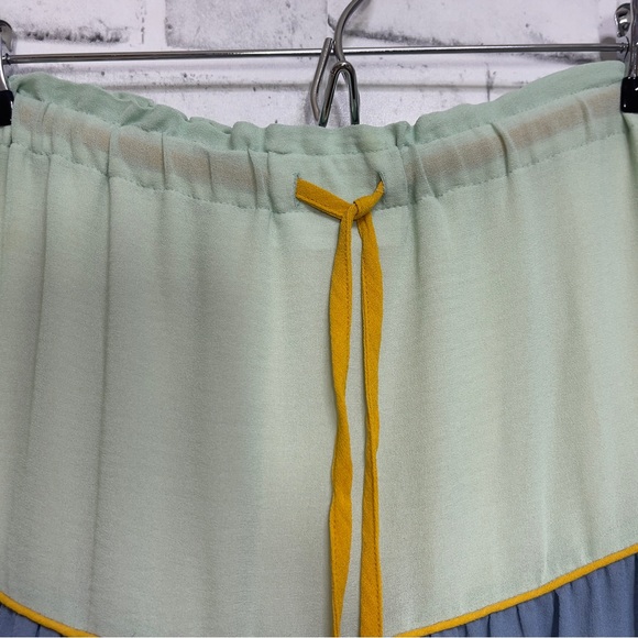 Loft Poolside Tri-Colored Tiered Drawstring Maxi Skirt Medium - Picture 3 of 7